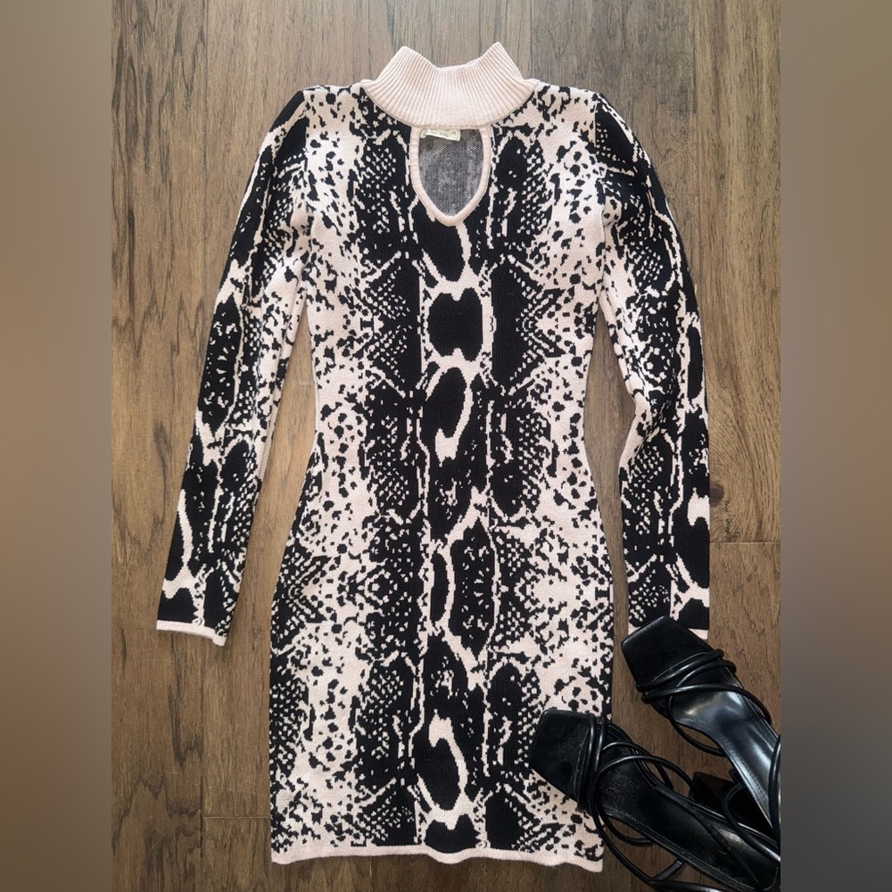 Love Always Black and Pink Snake Patterned Dress